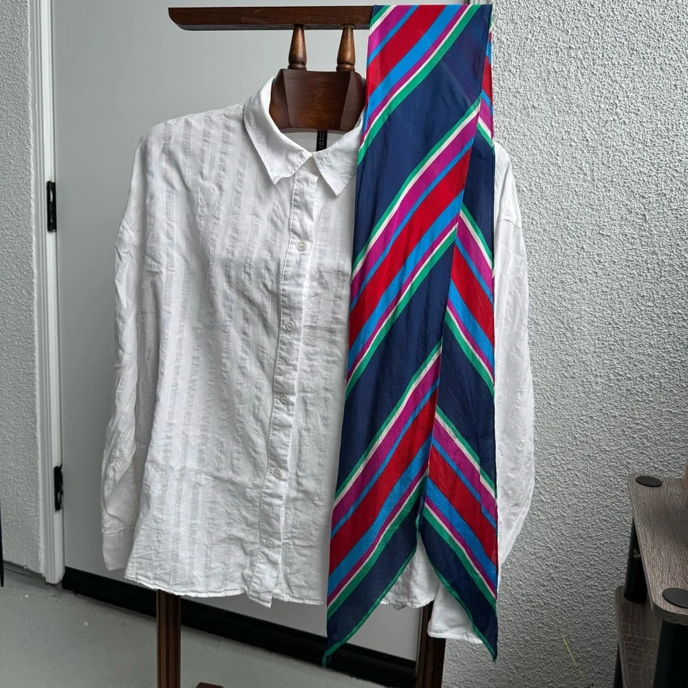 Liz Claiborne 100% Silk Scarf Made in Japan Multicolor Chic Colorful Summer